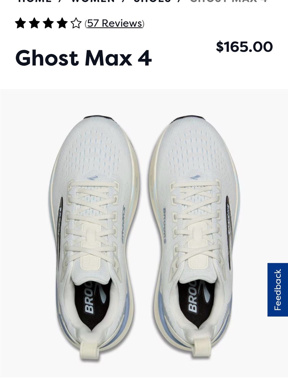 Brooks Ghost Max 4 White with Black Accents